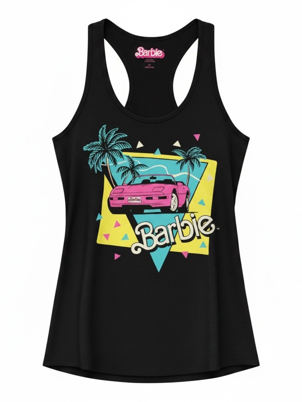 Barbie | Black Racerback Tank Top with Pink and Blue Graphics | XL